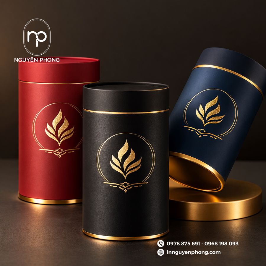 Mẫu hộp trụ tròn đựng trà